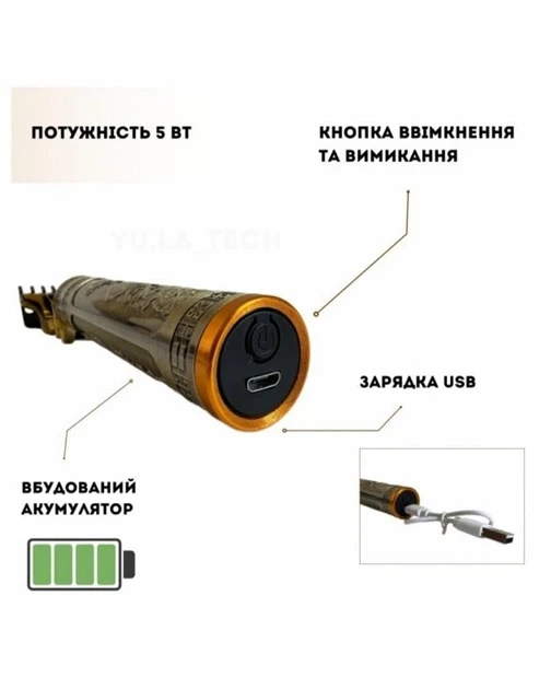 Машинка — тример для стриження волосся й бороди RAF R.430 бездротова акумуляторна з насадками Bronze – фото 2