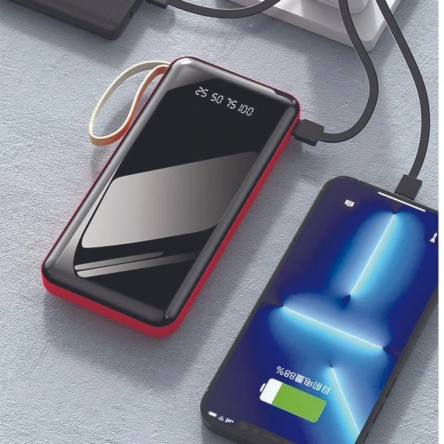 Power Bank повербанк ProTech 8000 mAh LED ліхтар, зарядний кабель 4в1 USB, Type-C, micro USB Z-15 – фото 2