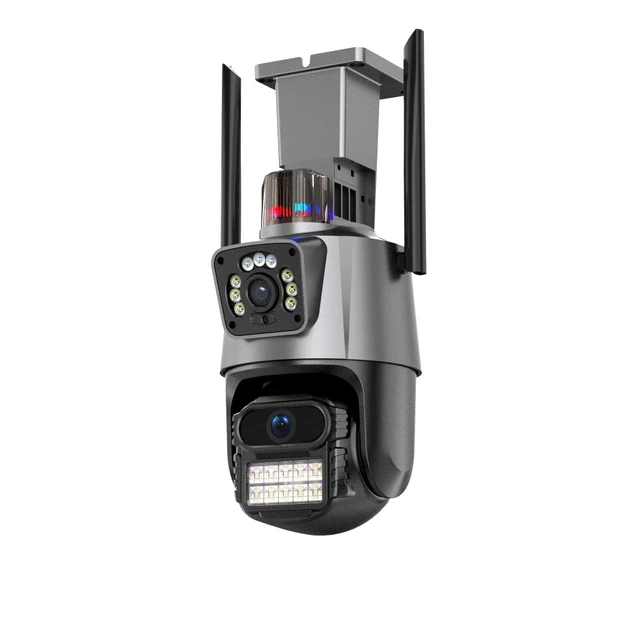 Вулична охоронна поворотна WIFI камера Dual Lens Zoom 8MP сирена, зум, iCSee віддаленим доступом онлайн – фото 4