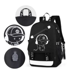 Водонепроникний рюкзак Music з USB-світиться в темряві чорний