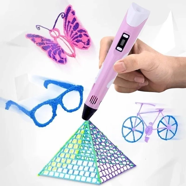 3D-Ручка 3Dpen З Lcd Екраном Повний Набір Пластик Рожевий – фото 3