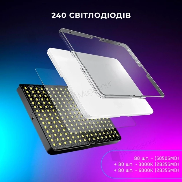 Fill Light F99 RGB для фото- та відеознімання LED Лампа Професійне Студійне Освітлення – фото 3