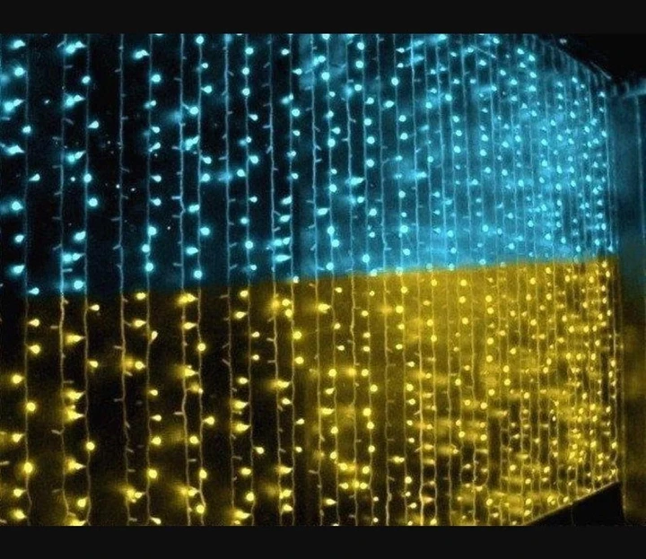 Патріотична гірлянда штора Прапор України 3х2м 160 LED – фото 2