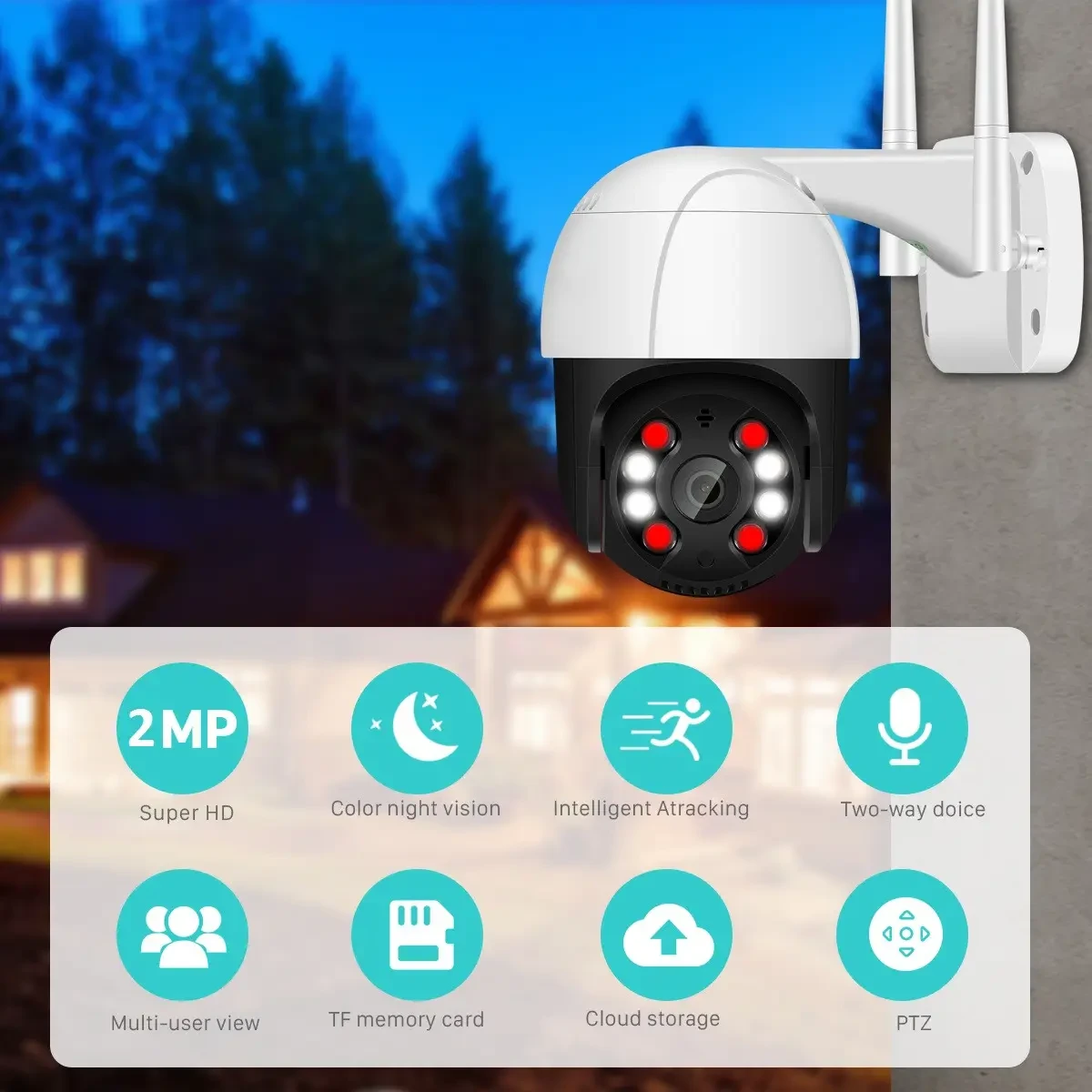 Вулична IP Wi-Fi PTZ-D4 камера спостереження Відеоспостереження Купольна Поворотна IP66 біло-чорна – фото 9