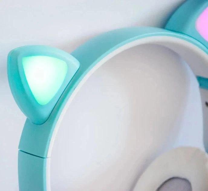 Бездротові навушники “Кошичі вушка” CatEar ST77M з підсвіткою RGB Bluetooth MP3 плеєр Blue – фото 1