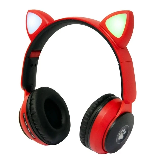 Навушники бездротові накладні “Wireless earphone ST77M” Червоні, дитячі бездротові навушники з вушками – фото 1