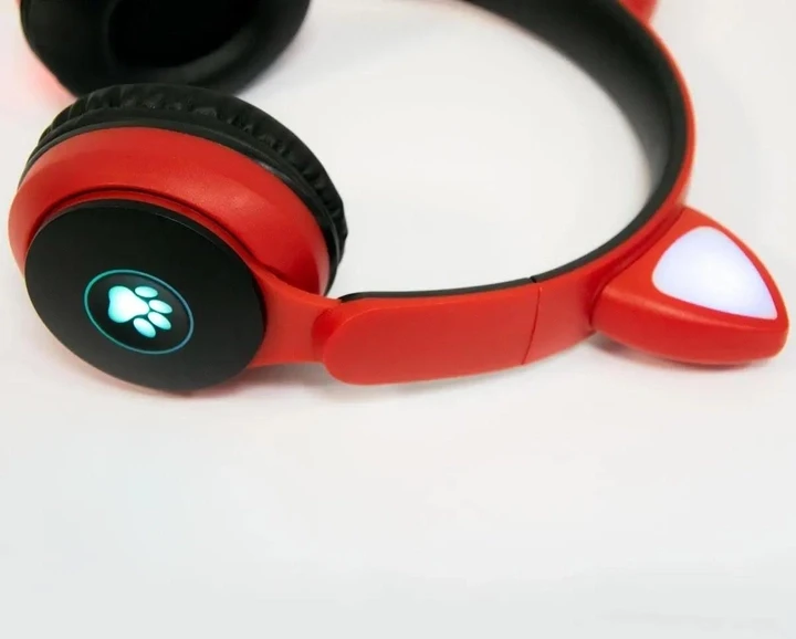 Навушники бездротові накладні “Wireless earphone ST77M” Червоні, дитячі бездротові навушники з вушками – фото 4