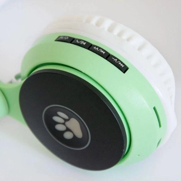 Бездротові навушники “Кошячі вушка” CatEar ST77M з підсвіткою RGB Bluetooth MP3 плеєр Green – фото 1