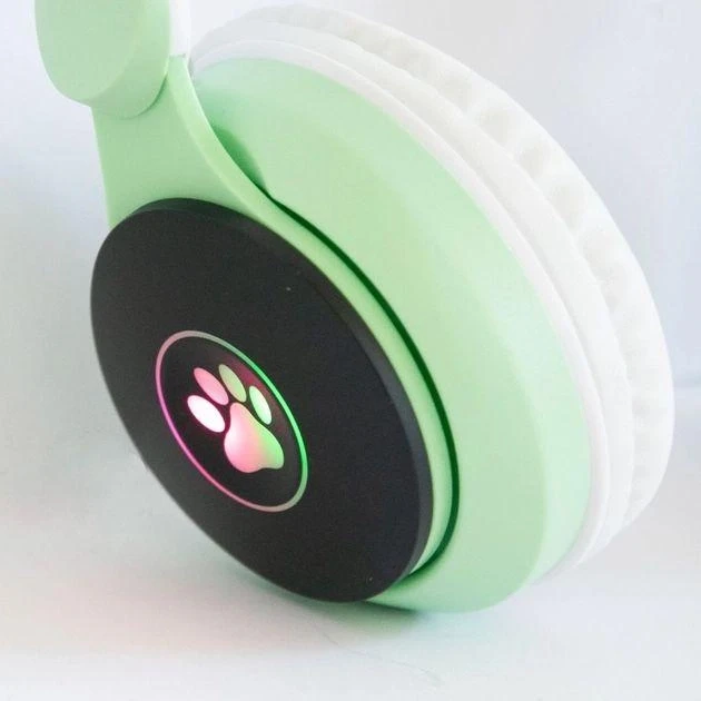 Бездротові навушники “Кошячі вушка” CatEar ST77M з підсвіткою RGB Bluetooth MP3 плеєр Green – фото 3