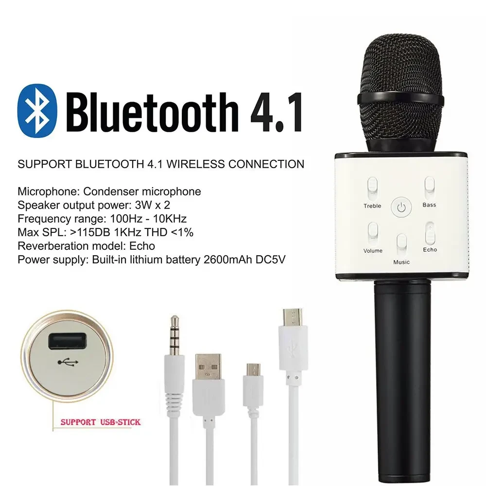Дитячий бездротовий мікрофон караоке Q7 USB з функцією зміни голосу без чохла – фото 5
