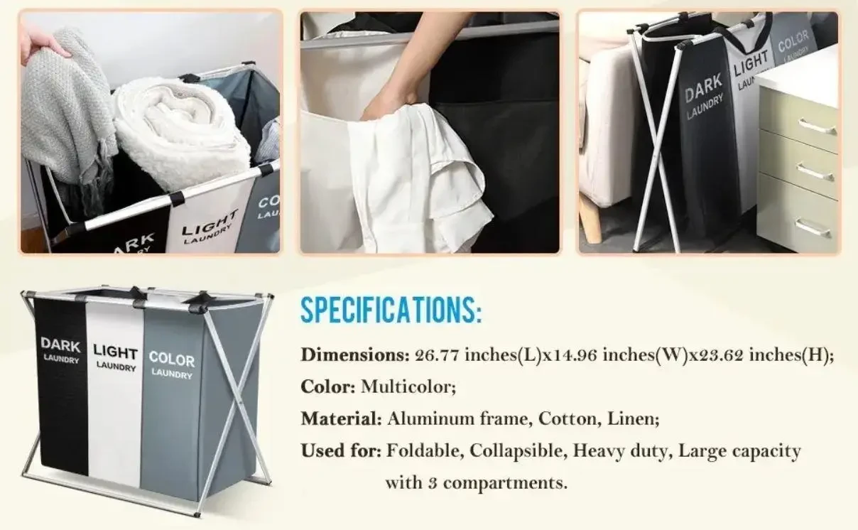 Кошики та мішки для білизни для брудних речей еліф, Сітка кошика для білизни чорне біле кольорове – фото 6