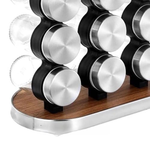 Набір для спецій 16 ємностей Stainless steel and wood / Карусель для спецій / Органайзер для зберігання спецій – фото 5