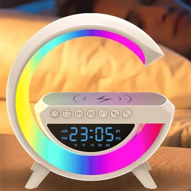 Настільна смарт-лампа, нічник BT-3401 RGB Rainbow Light-Wireless Happy Light з Bluetooth колонкою + бездрот – фото 4
