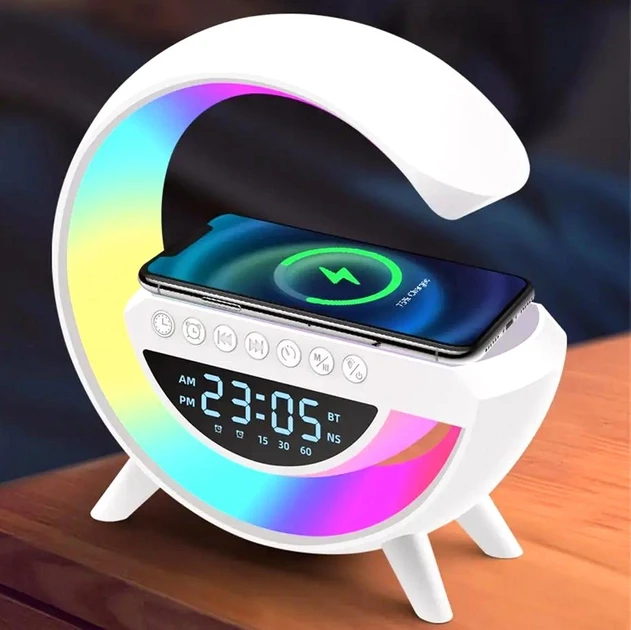 Настільна смарт-лампа, нічник BT-3401 RGB Rainbow Light-Wireless Happy Light з Bluetooth колонкою + бездрот – фото 7