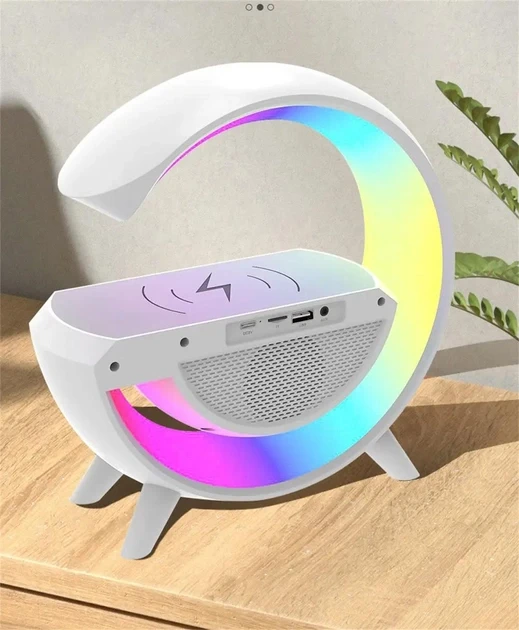 Настільна смарт-лампа, нічник BT-3401 RGB Rainbow Light-Wireless Happy Light з Bluetooth колонкою + бездрот – фото 8