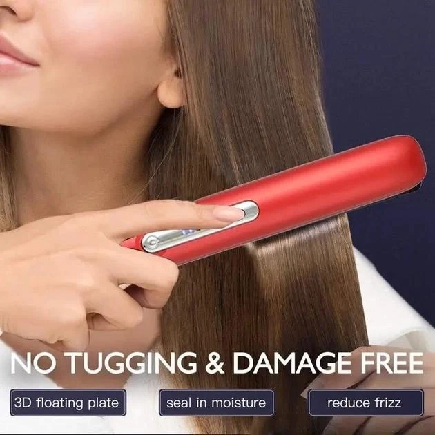 Випрямляч для волосся Hair Straightener VGR V-585 бездротовий, з 3 рівнями нагрівання, Червоний Срібло – фото 6