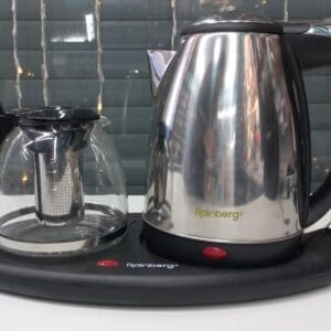 Комплект електрочайник із заварником на підставці з неіржавкої сталі Rainberg RB-2504