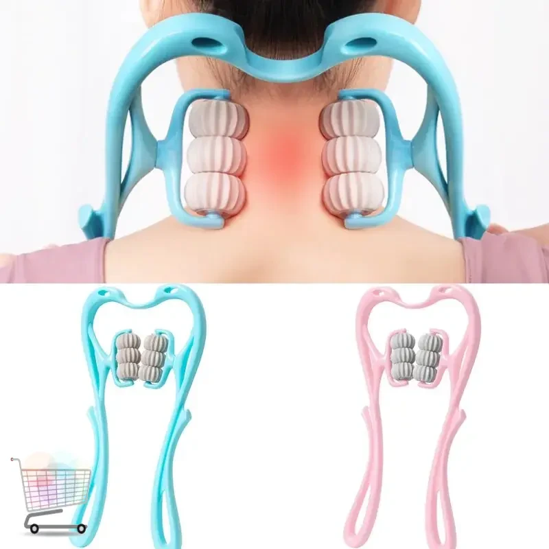 Ручний мультироликовий масажер для шиї та тіла Neck Stretcher з обертовими 360° рельєфними роликами – фото 3