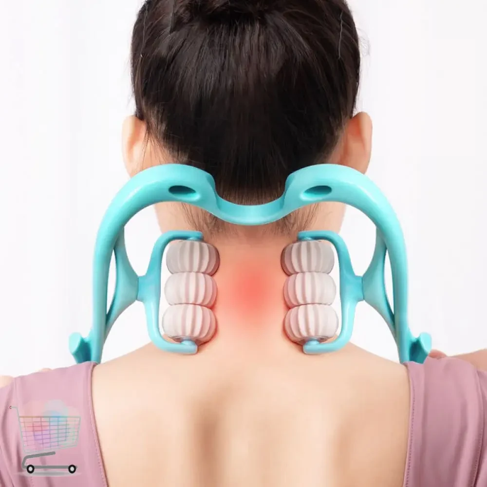 Ручний мультироликовий масажер для шиї та тіла Neck Stretcher з обертовими 360° рельєфними роликами – фото 5