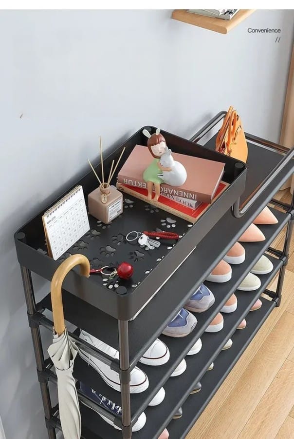 Стелаж для взуття Shoe rack BLACK Полиця для взуття-08-02, Метал, 60х18.5х78.5 см – фото 3