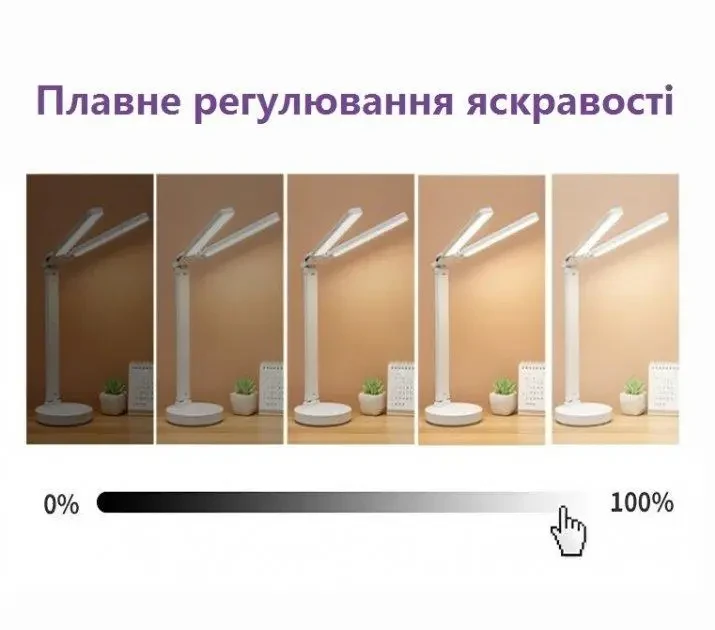 Світлодіодна настільна лампа з двома плафонами на акумуляторі з термометром, годинником, календарем – фото 5