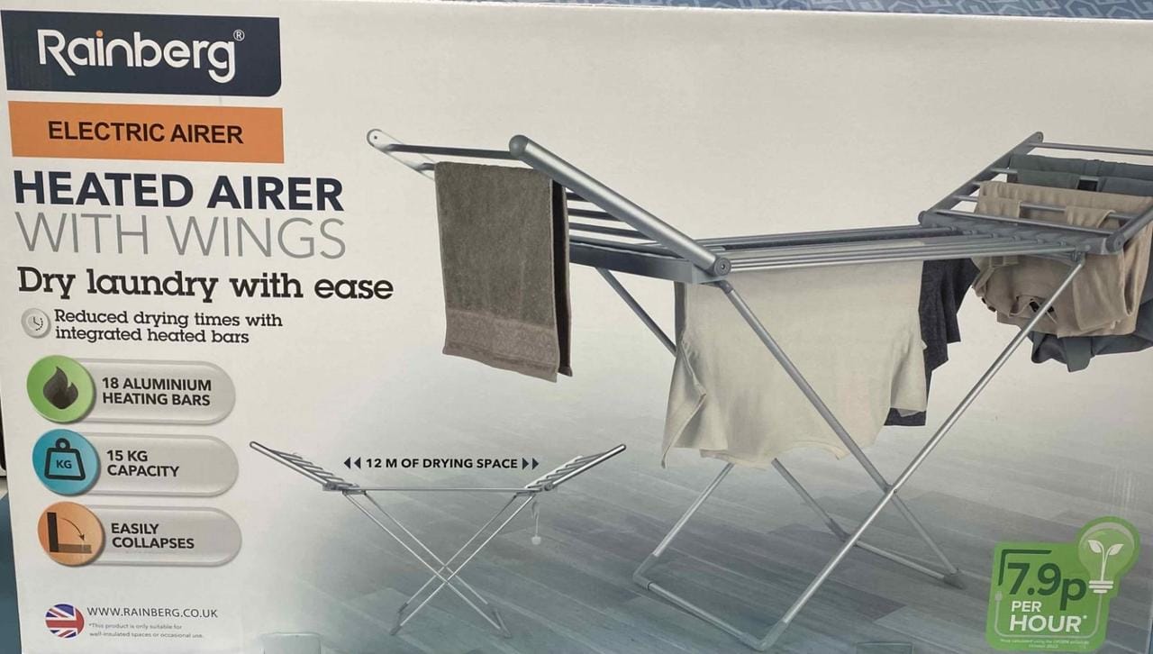 Електрична складана сушарка для білизни Rainberg з підігрівом і кришкою, енергоефективна 18-канальна – фото 5