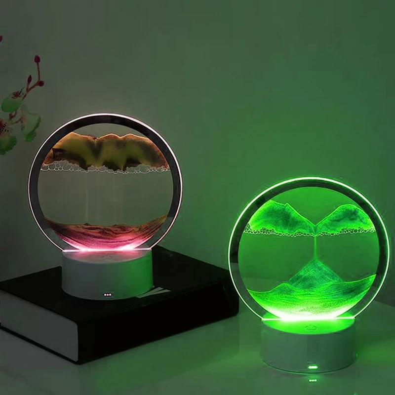 Настільна LED-лампа нічник Пісочний годинник 3D “Moving Sands Capes” USB Нічний світильник – фото 2