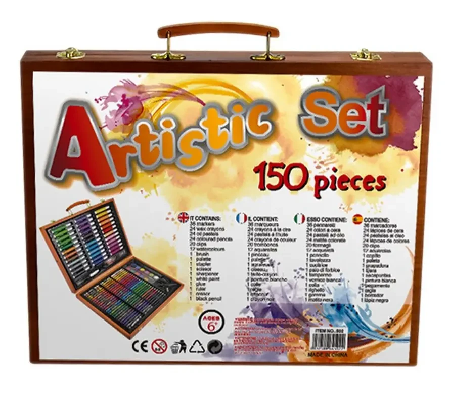 Набір для дитячої творчості в дерев’яному кейсі на 150 предметів – фото 1