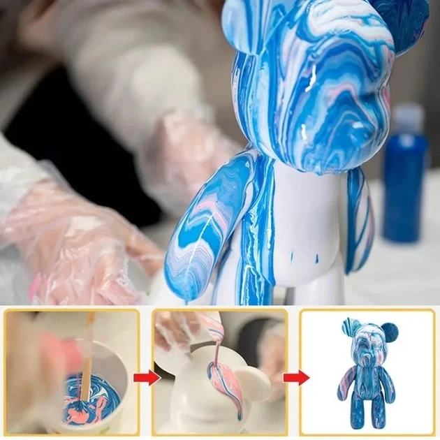Флюїдне ведмежатко fluid bear bearbrick, 23 см, з фарбами BLUE – фото 3