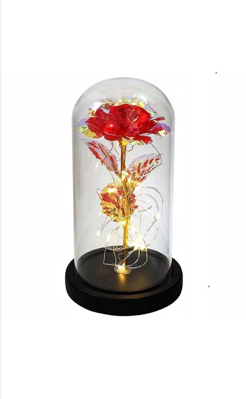 Троянда в скляній колбі LED RED GOLD з LED-підсвіткою Rose of Love Червона – фото 1