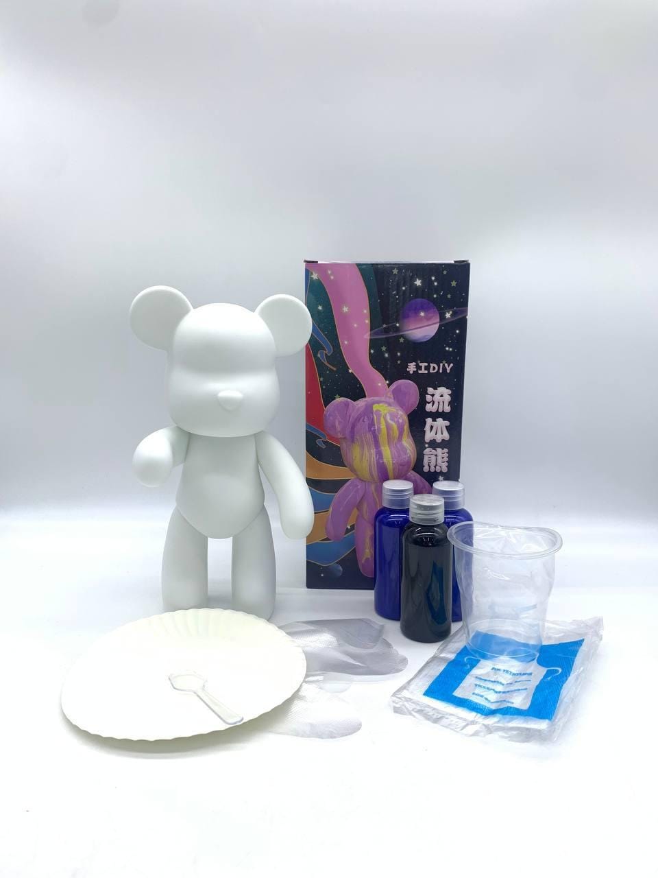 Флюїдне ведмежатко fluid bear bearbrick, 23 см, з фарбами BLUE – фото 9