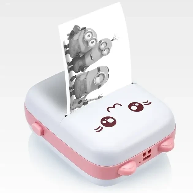 Портативний Рожевий міні принтер 1 рулон Mini Printer термопринтер кишеньковий дитячий принтер термо принтер – фото 2
