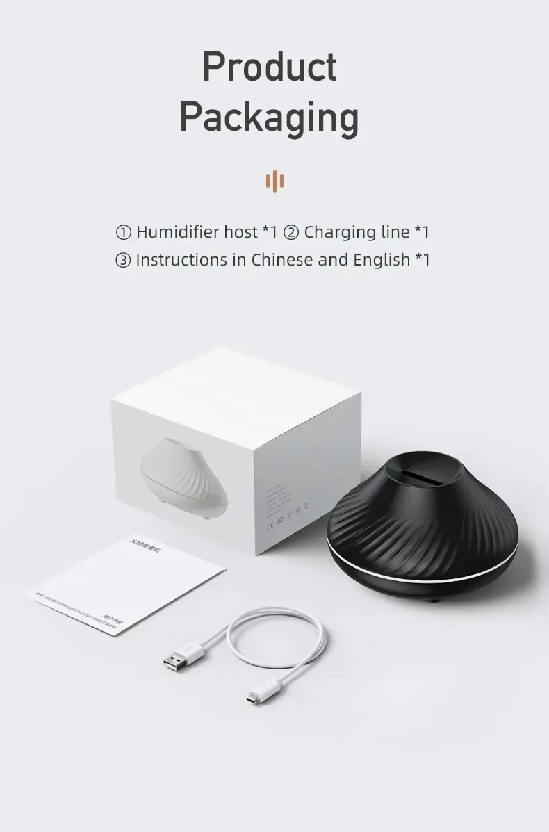 Зволожувач повітря Вулкан міні Valcano humidifier BLACK – фото 5