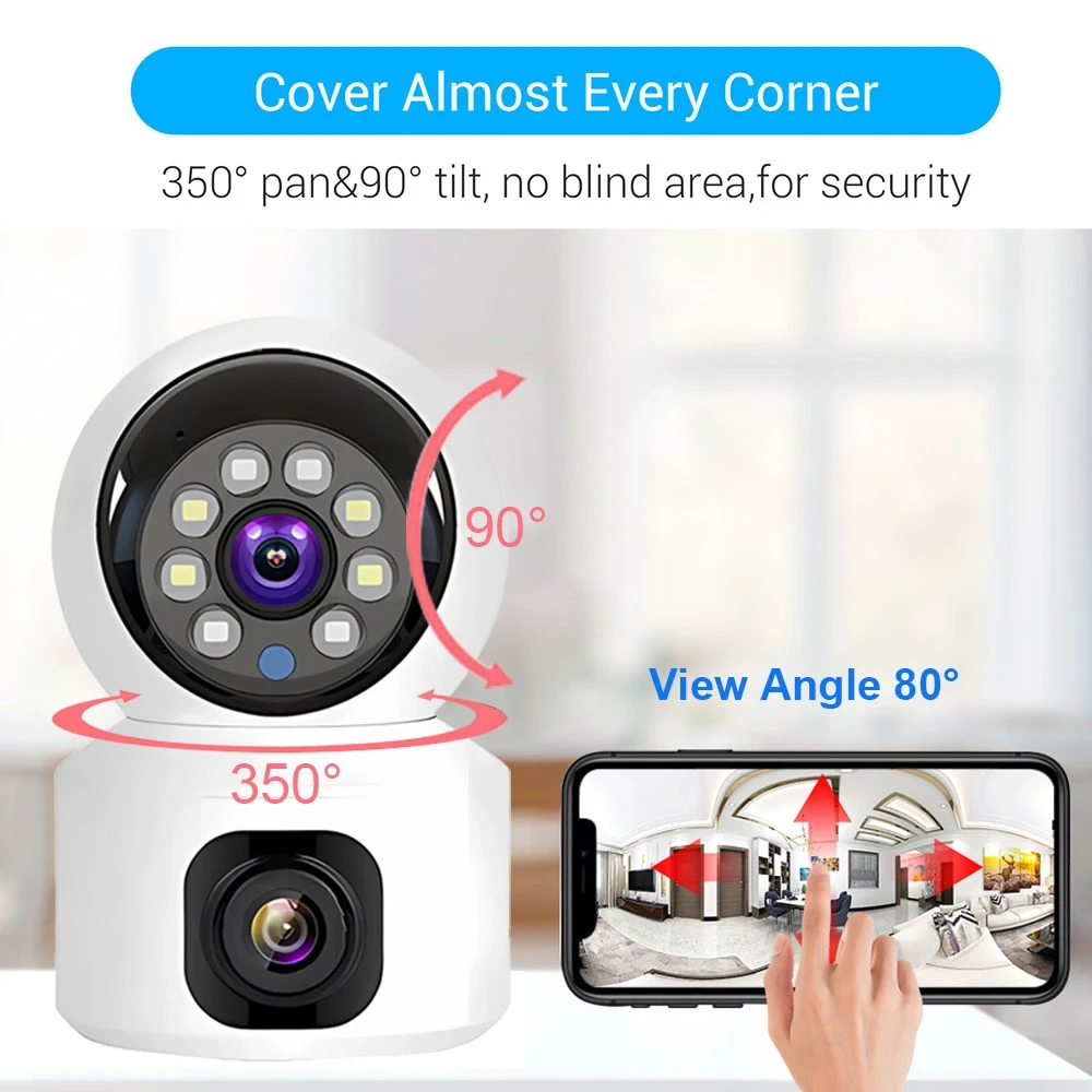 Домашня камера відеоспостереження WIFI 2DUAL LENS PTZ CAMERA APP:V380PRO 4MP – фото 1