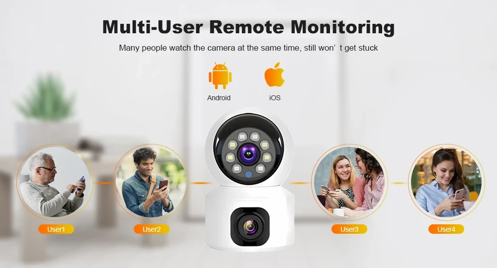 Домашня камера відеоспостереження WIFI 2DUAL LENS PTZ CAMERA APP:V380PRO 4MP – фото 5