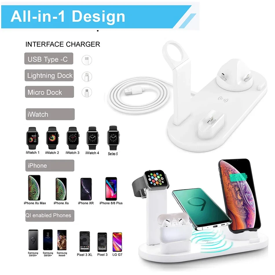 Бездротова зарядна станція 3in1 Wireless charger 10 вт. – фото 4
