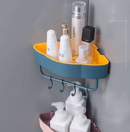 Полиця кутова для ванної Corner storage rack Пластикова настінна полиця у ванну кімнату – фото 1