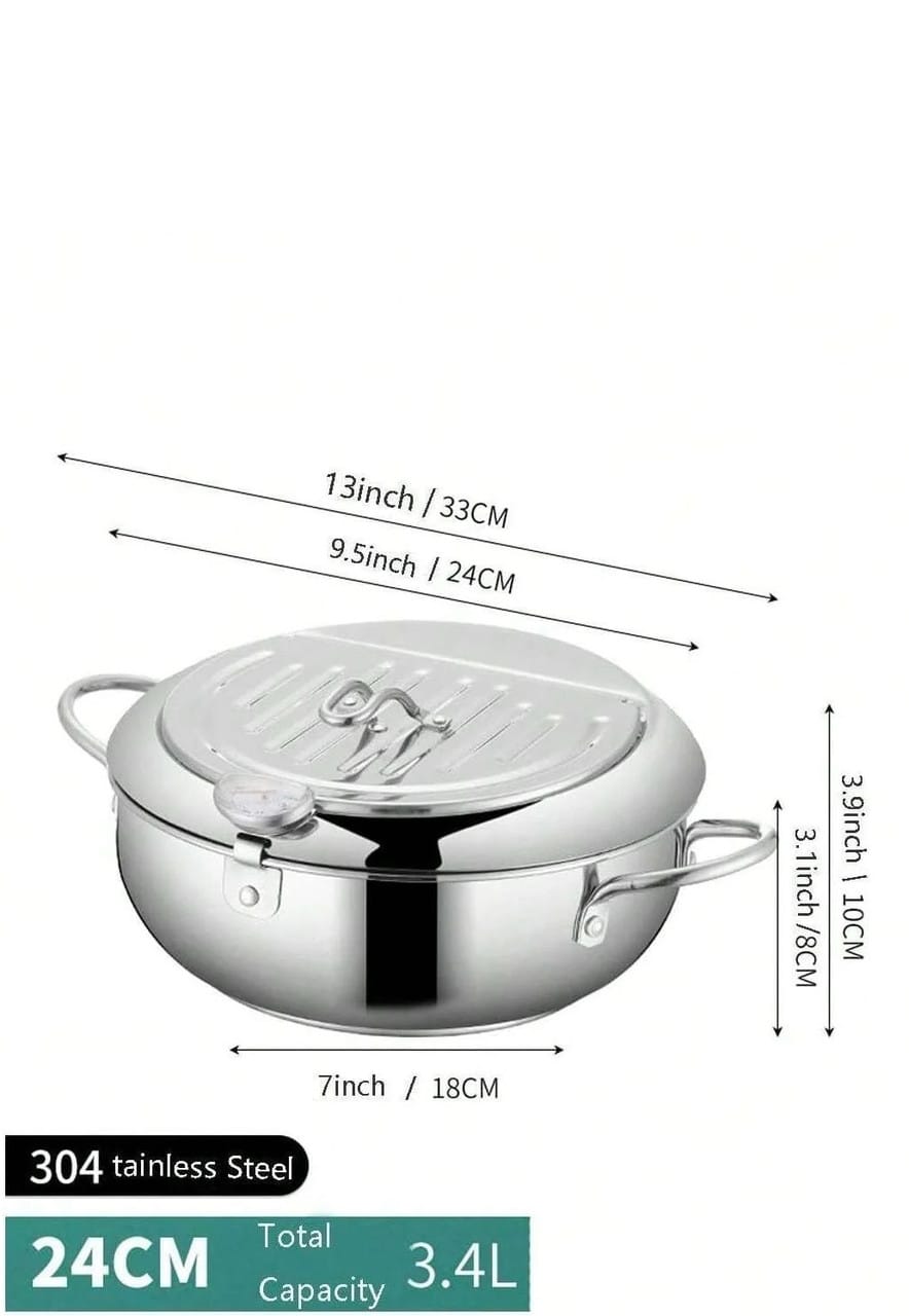 Фритюрниця Fryer Pot 2,2 л маленька фритюрниця з неіржавкої сталі, жаровня з термометром – фото 4