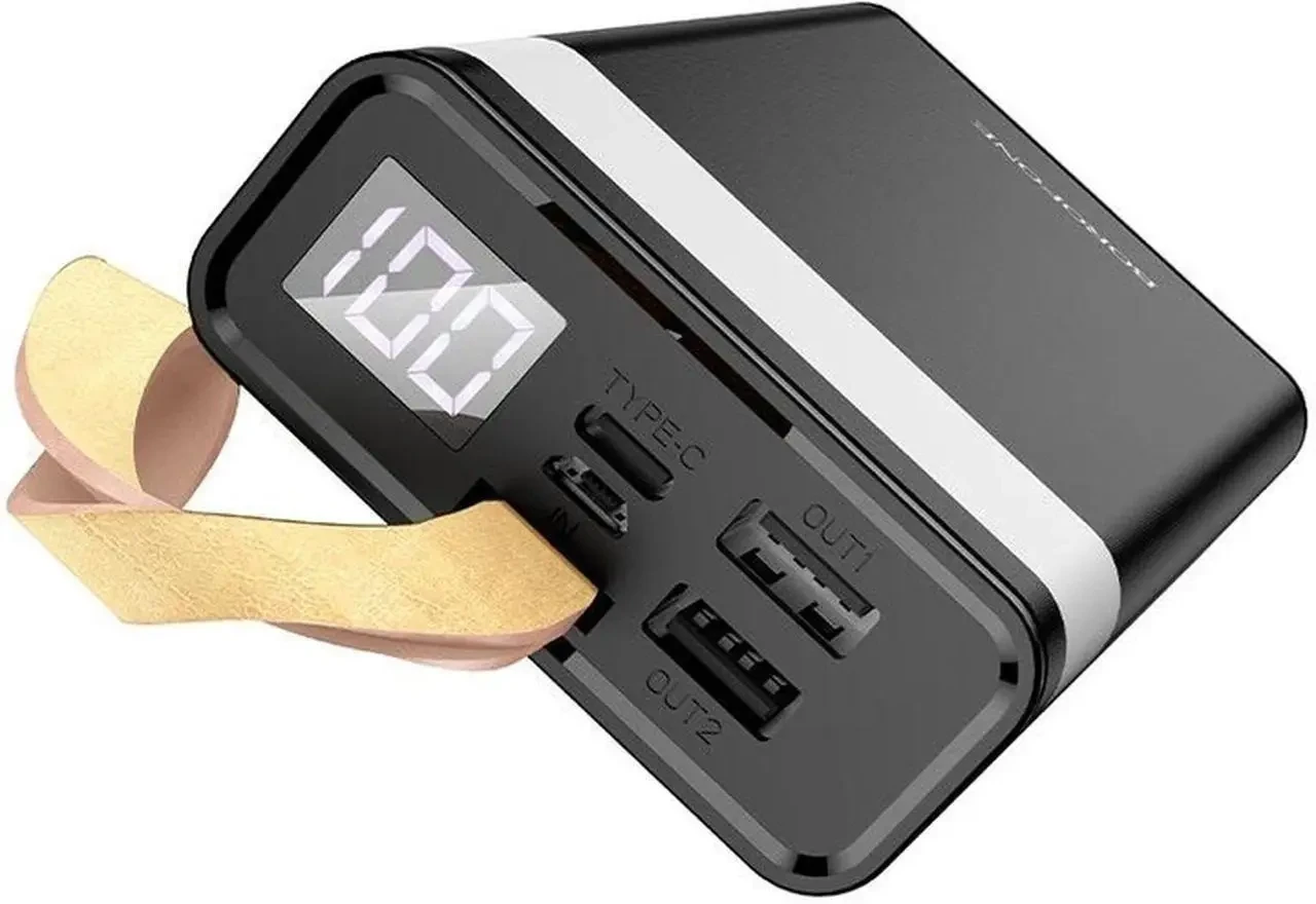 Повербанк BOROFONE BJ18-20000мАг Power Bank з цифровим дисплеєм, ліхтарем, 2хUSB Чорний BYT – фото 4