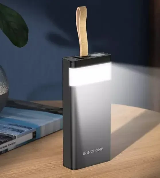 Повербанк BOROFONE BJ18-20000мАг Power Bank з цифровим дисплеєм, ліхтарем, 2хUSB Чорний BYT – фото 3