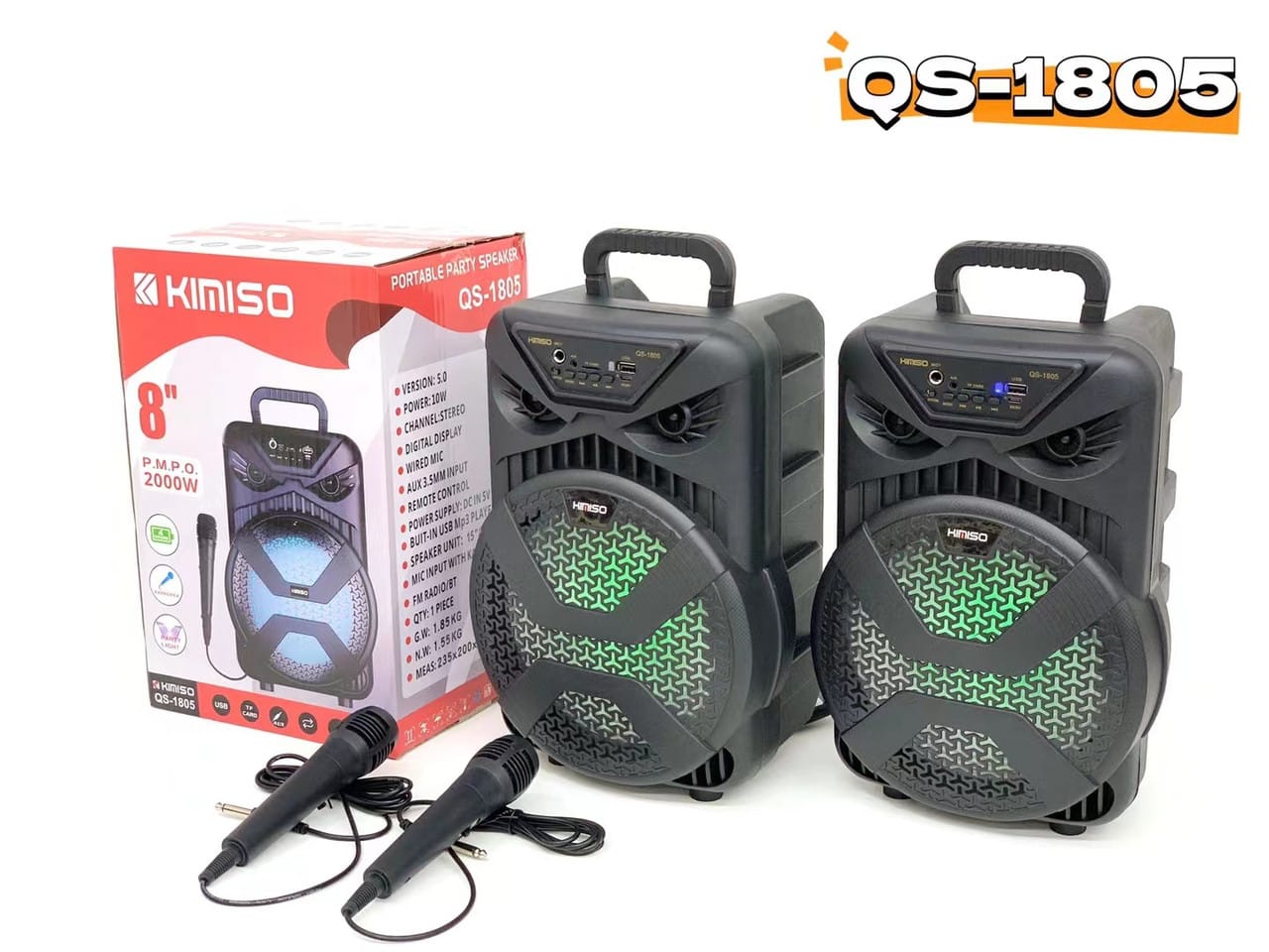 Kimiso новий QS-1805 8-дюймовий портативний динамік високої потужності з дротовим мікрофоном вуличний динамік – фото 2