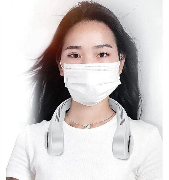 Вентилятор на шию NECK FAN VT-1010 Білий портативний з акумулятором 4000 мА·год + 3 режими обдування 5 Вт – фото 2