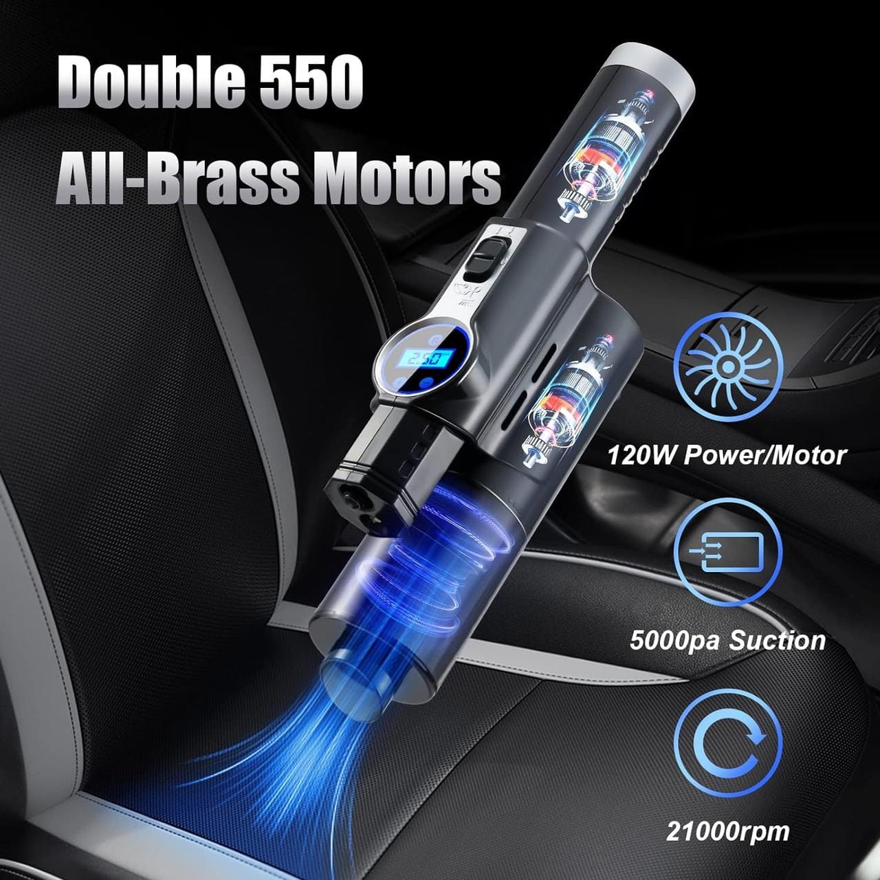 Пилосос автомобільний 4 в 1 Vacuum USB 120 Вт Потужний пилосос із компресором для авто LY-8018 – фото 3