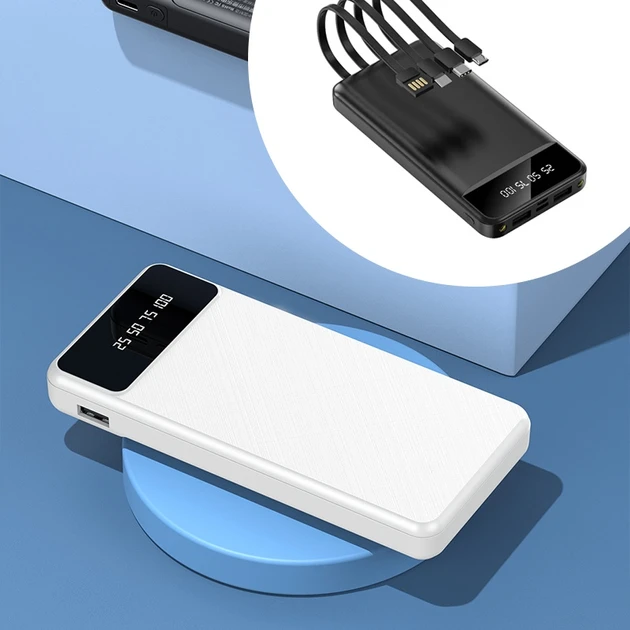 Повербанк KT T51X 50000mAh з 4 кабелями і 2 USB-портами Білий – фото 2