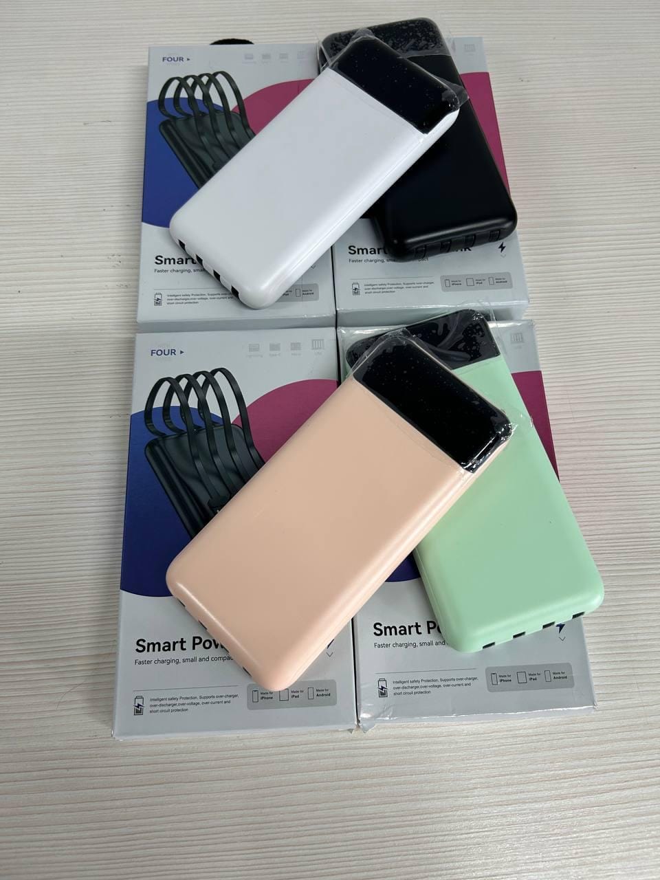 Повербанк із вбудованими кабелями KT T51X 10000mAh Персиковий – фото 1