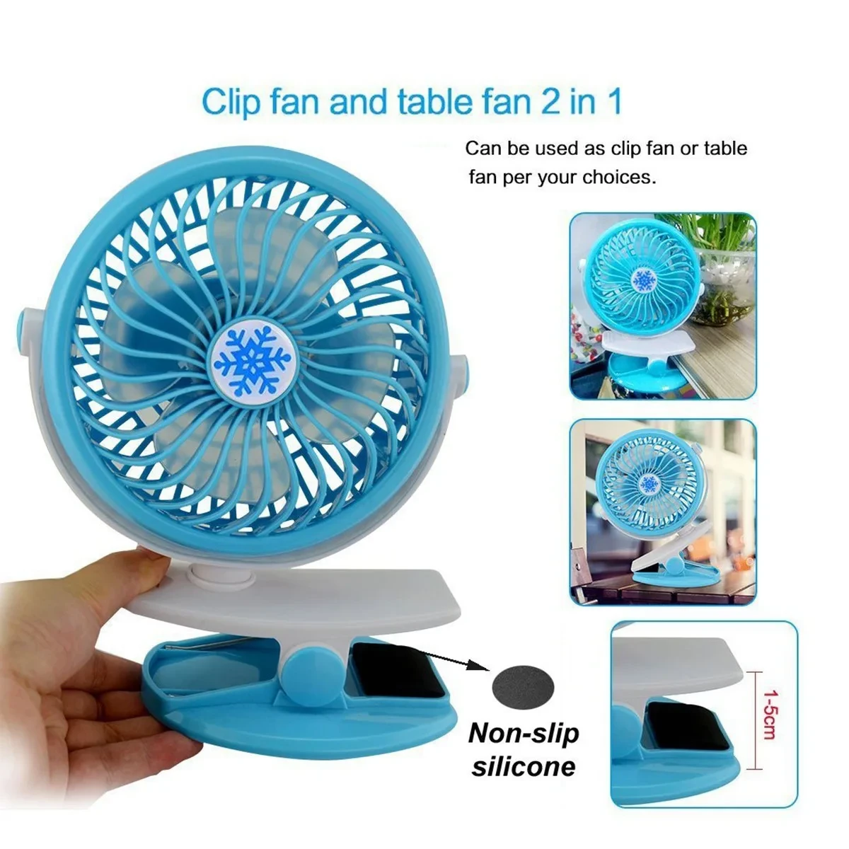 Портативний настільний мінівентилятор Moltis на прищіпці Mini Fan WX 6503 ABS-пластик Blue – фото 5