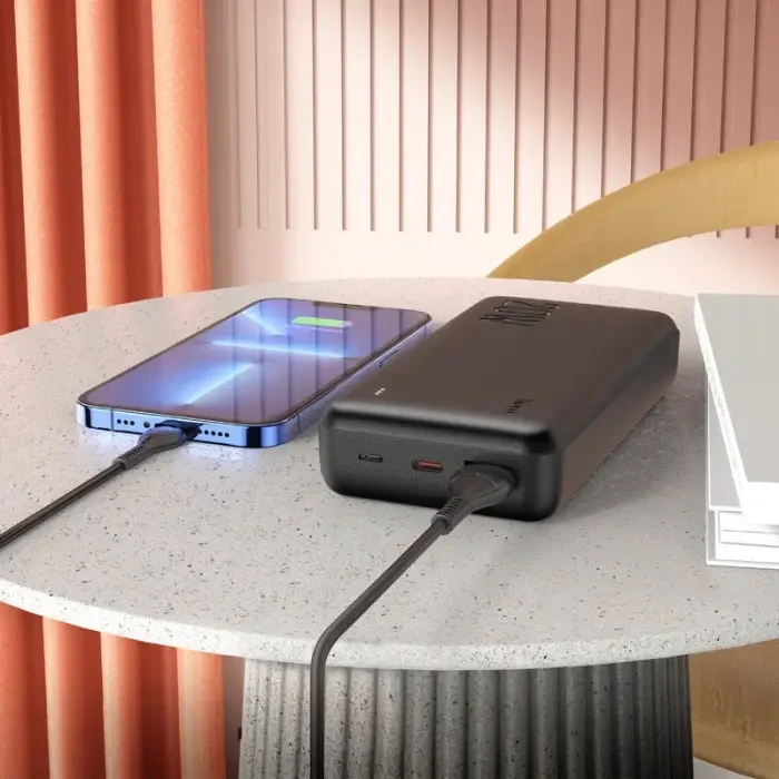 Зовнішній акумулятор Power bank HOCO J87A Tacker PD20W+QC3.0 20000 mAh батарея заряджання Чорний – фото 2