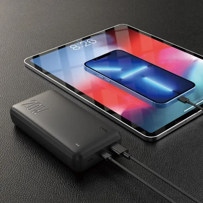 Зовнішній акумулятор Power bank HOCO J87A Tacker PD20W+QC3.0 20000 mAh батарея заряджання Чорний – фото 1