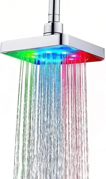 Лійка насадка для душу з LED-підсвіткою RGB світлодіодна, квадратна 150 мм LED Shower head AND XL-902 – фото 2