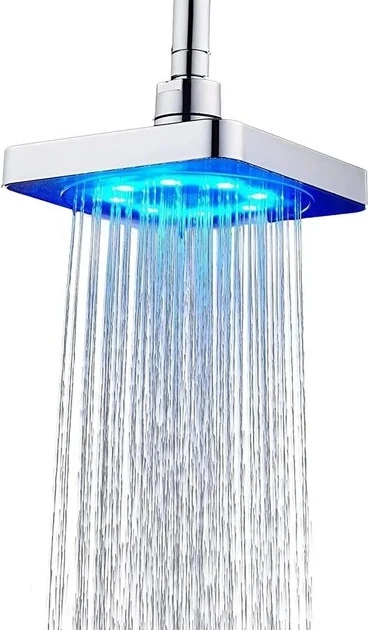 Лійка насадка для душу з LED-підсвіткою RGB світлодіодна, квадратна 150 мм LED Shower head AND XL-902 – фото 3